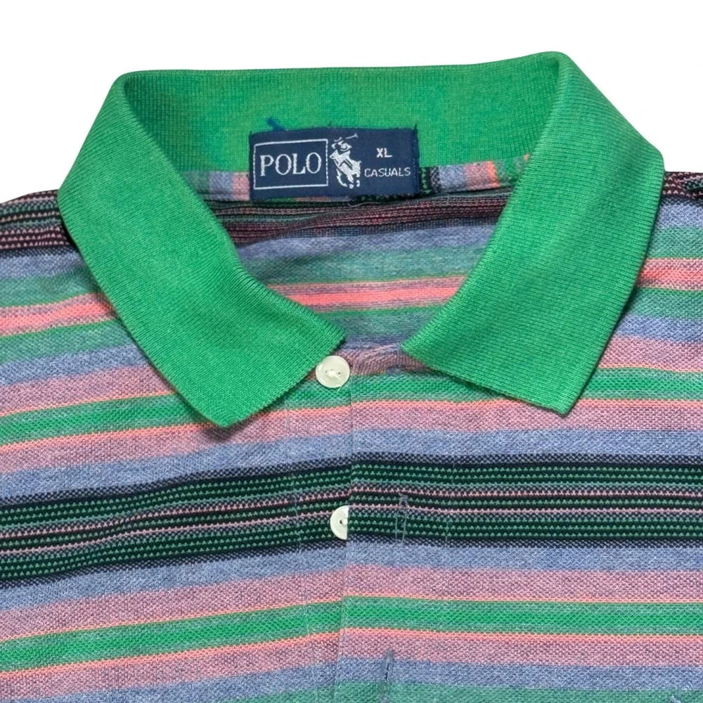 Polo Ralph Lauren Polo Casuals Striped Long Sleeve Shirt Green Pink XL Mens